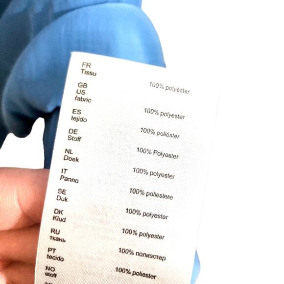 Maje Satin V-Neck Drawstring Waist Mini Dress in Light Blue Size Large - Picture 7 of 8